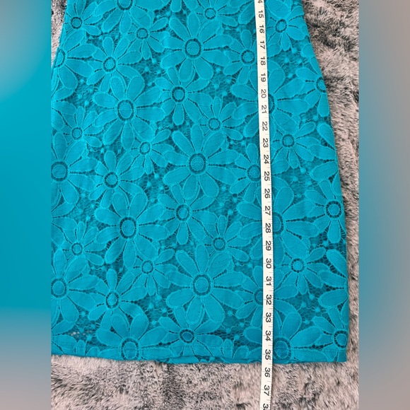 NWT Tiana B Teal Blue Daisy Floral Lace Cap Sleeve Sheath Dress Mini Size Small - Picture 10 of 13